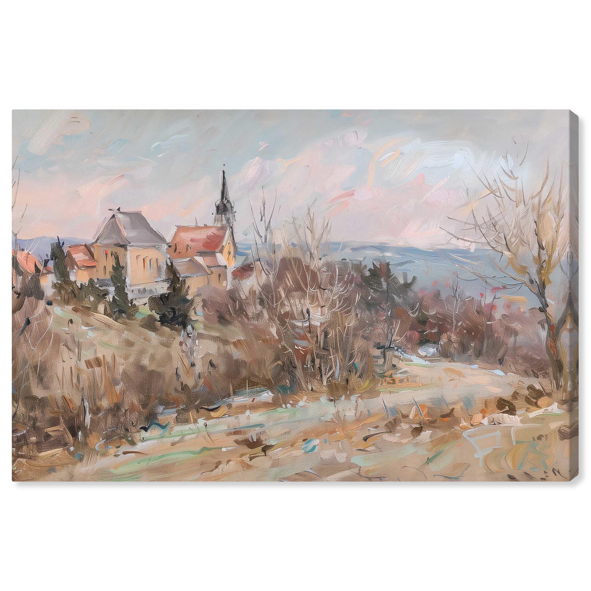 Art Remedy Little Town Canvas Classic Landscape Art by Art Remedy