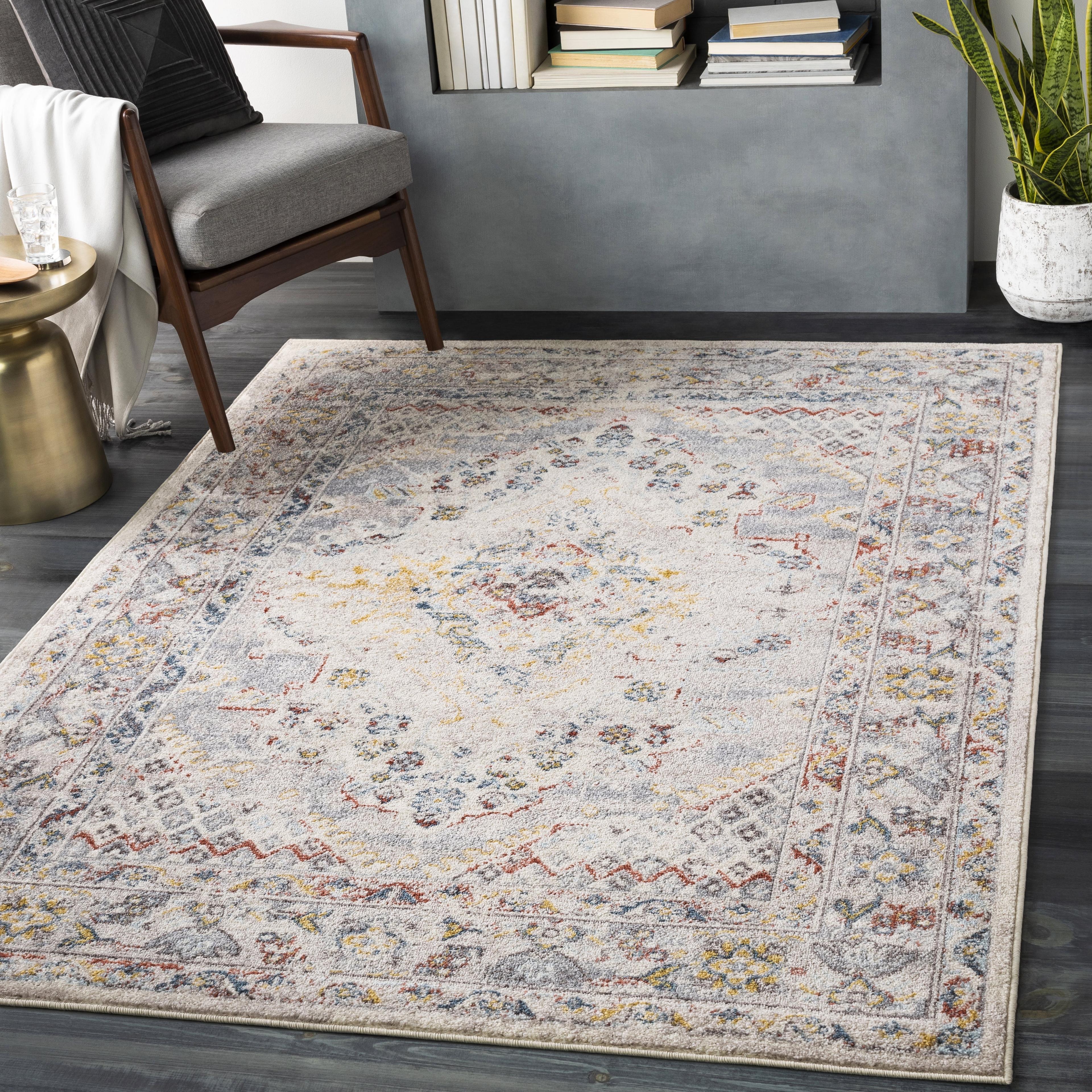 Livabliss Ankara Oriental Medallion Area Rug,6'7" x 9',Taupe
