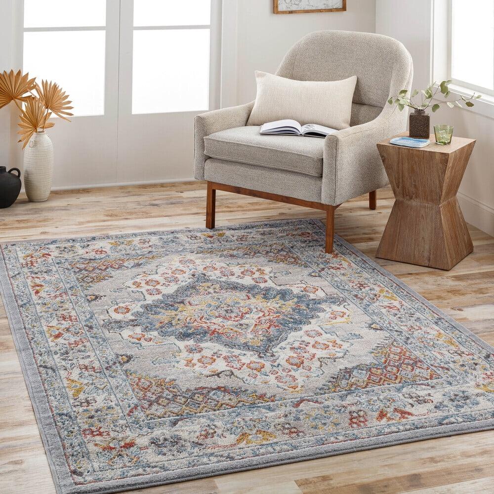 Livabliss 6'7"x9' Kashan Traditional Rugs Gray: Medium Pile, Stain & Fade-Resistant, Polypropylene, Indoor Use