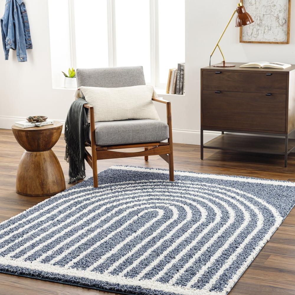 Livabliss Birmingham Global Art Deco Area Rug,7'10" x 10',Blue/Ivory