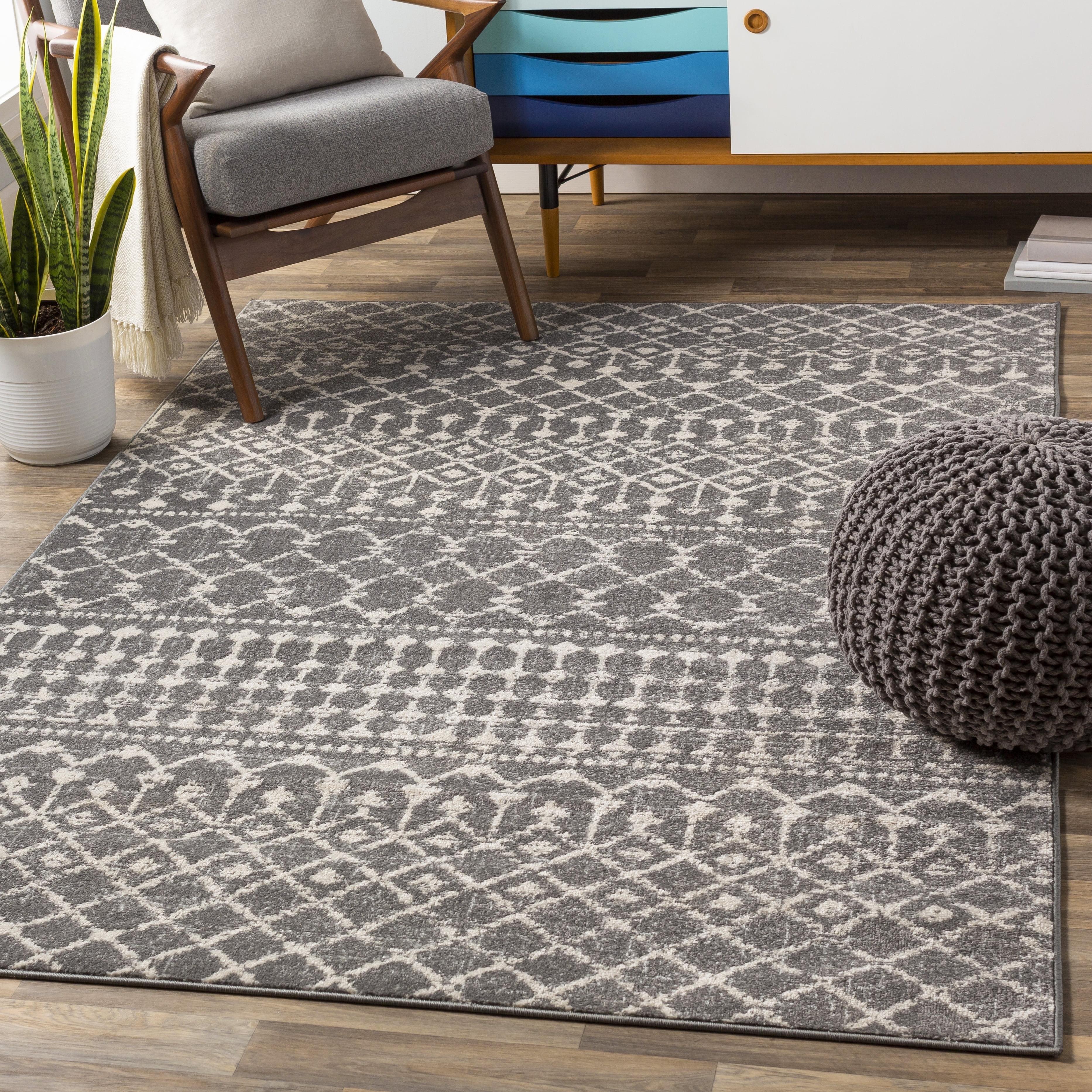 Bohemian Charm Medium Gray Synthetic 5' x 7' Area Rug for Kids