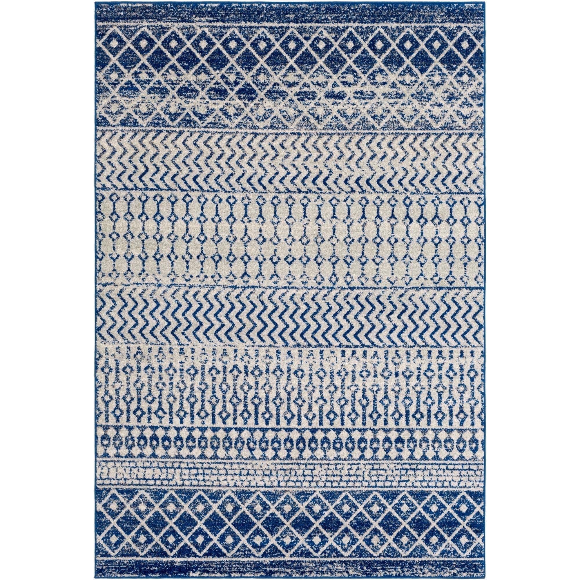 Elaziz Blue Geometric Patterned 2' x 3' Area Rug