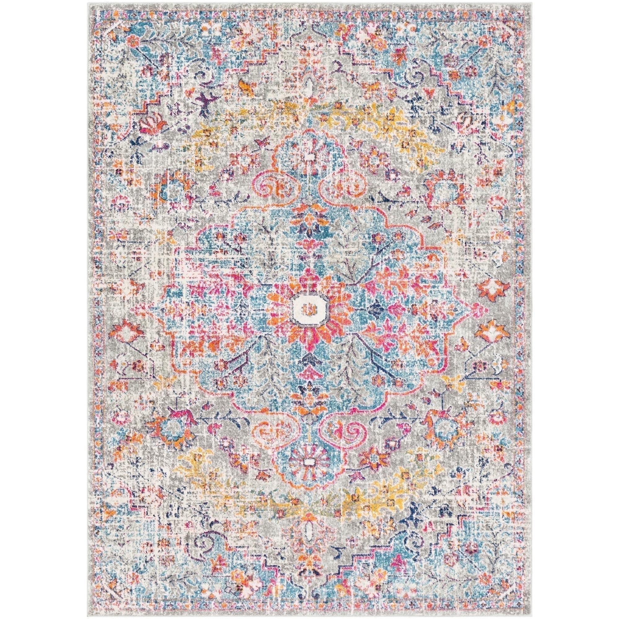 Blue 9' x 12' Oval Synthetic Oriental Area Rug