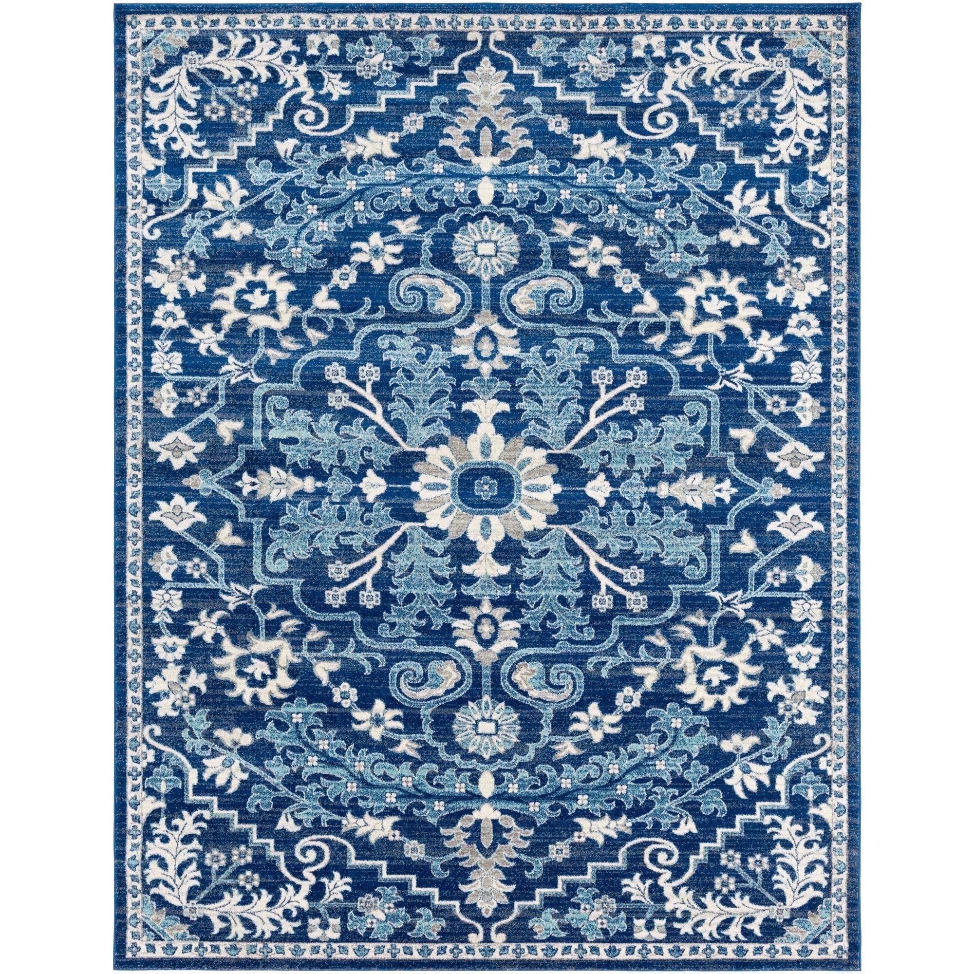 Livabliss Harput Vintage Medallion Area Rug,7'10" x 10'2",Navy