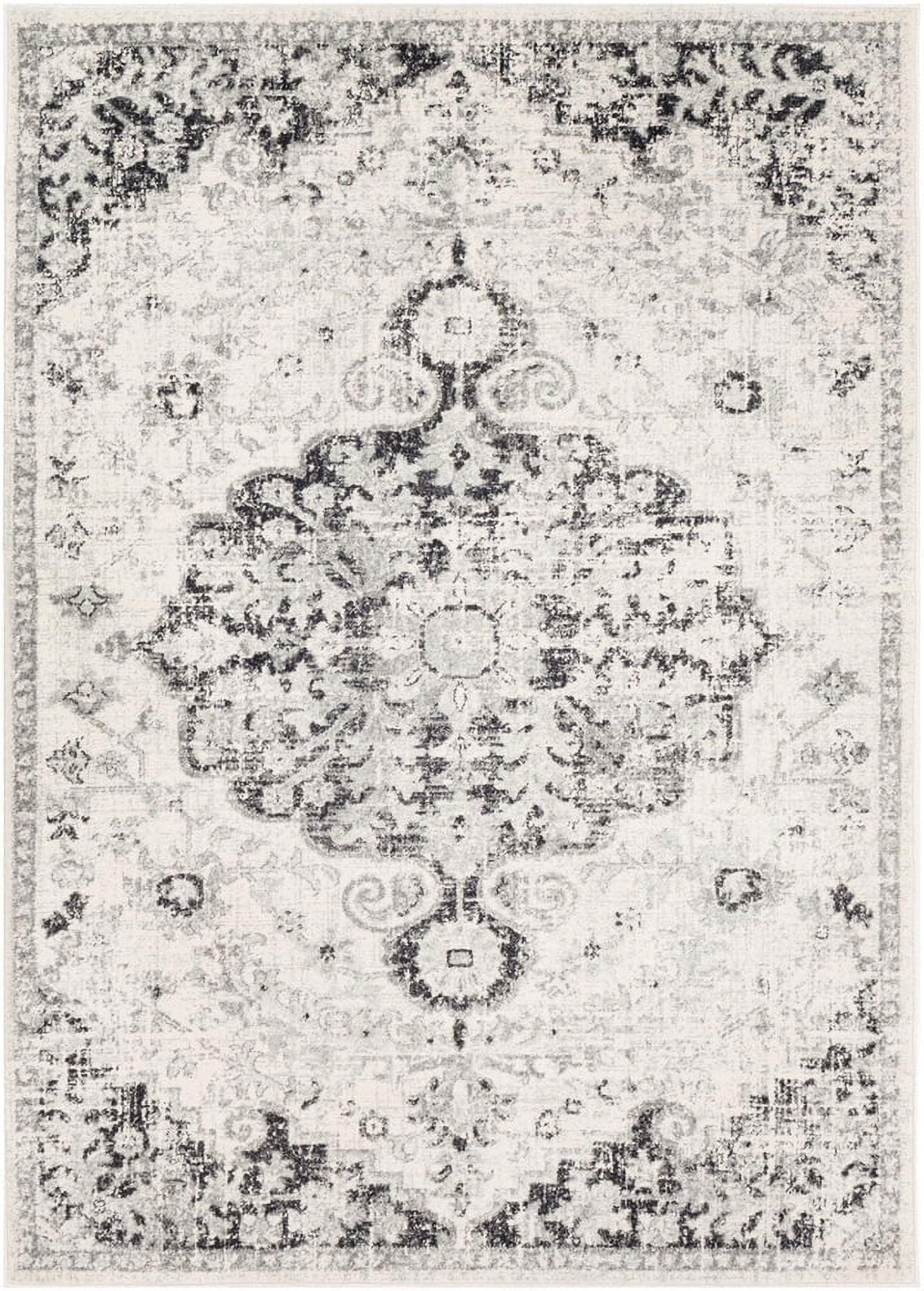 Livabliss Harput Vintage Medallion Area Rug,7'10" x 10'2",Charcoal