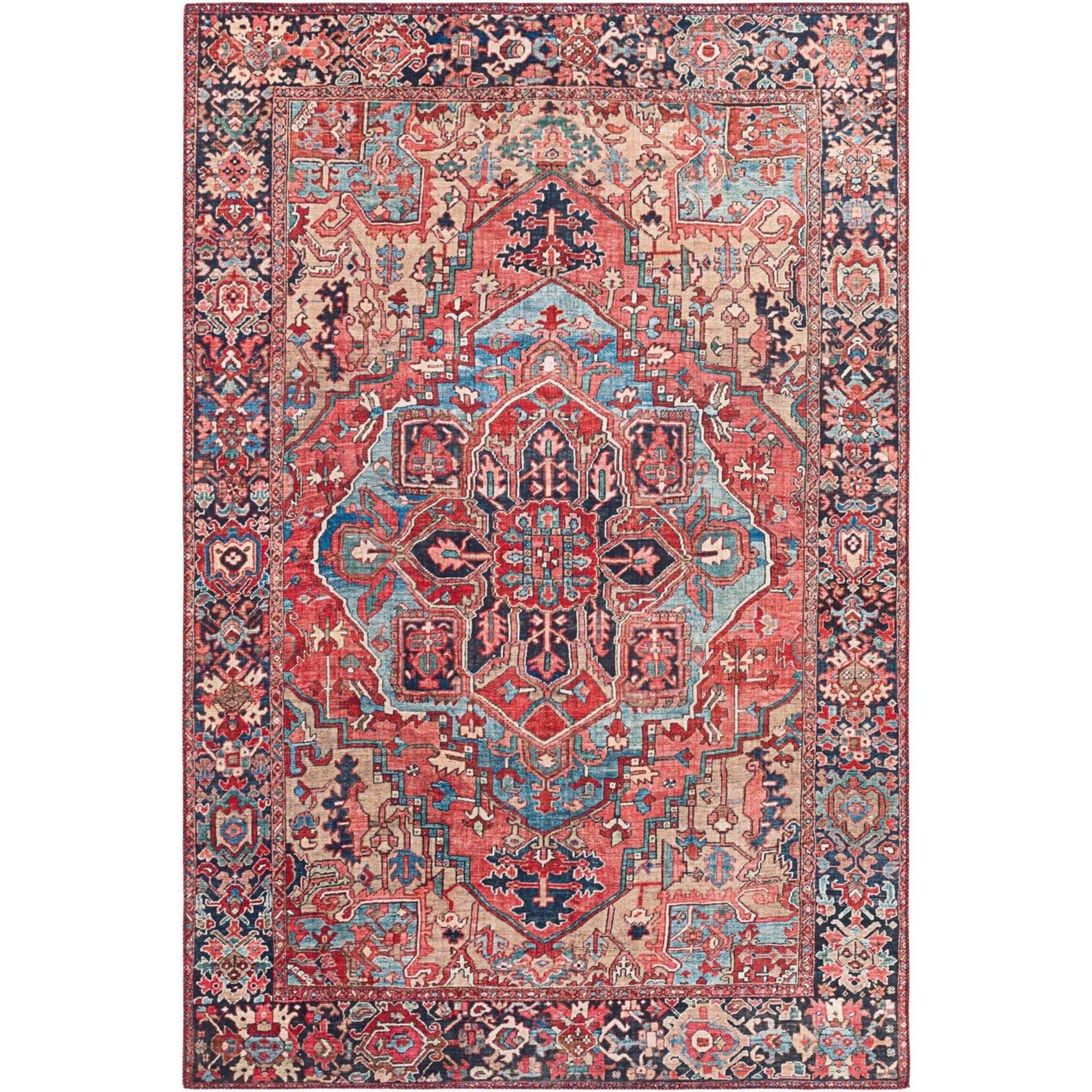Livabliss Iris Printed Vintage Area Rug,7'6" x 9'6",Bright Red