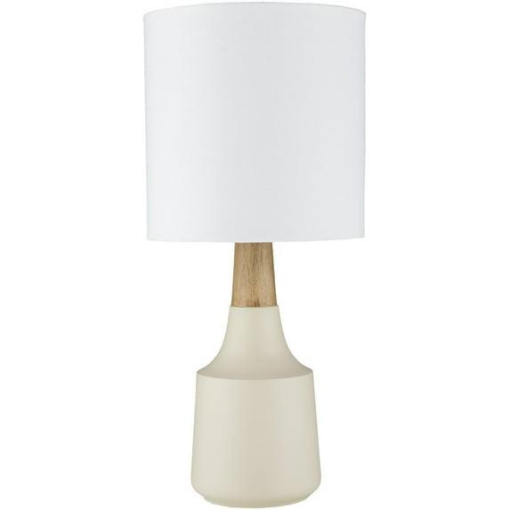 Livabliss Kent Modern Accent Table Lamp, 18-inch, Ivory with White Shade