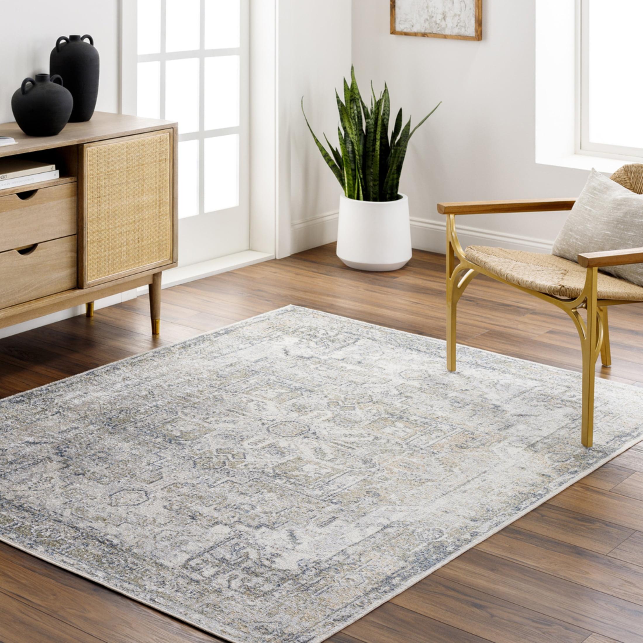 Medallion Design Performance Beige Machine Washable Area Rug