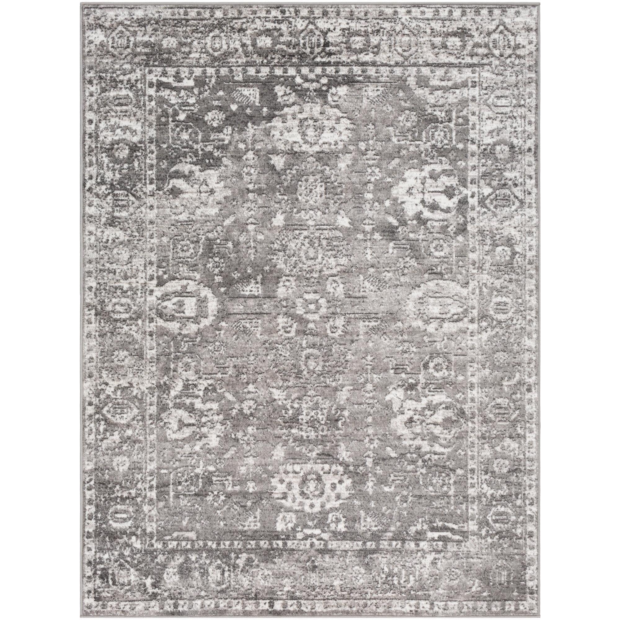 Livabliss Monte Carlo Vintage Border Area Rug,5'3" x 7'3",Charcoal