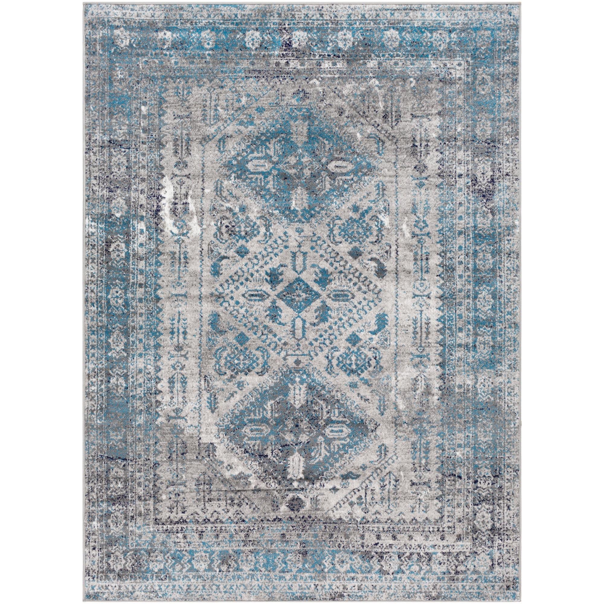 Livabliss Monte Carlo Medallion Area Rug, Blue/Gray, 5' x 7'