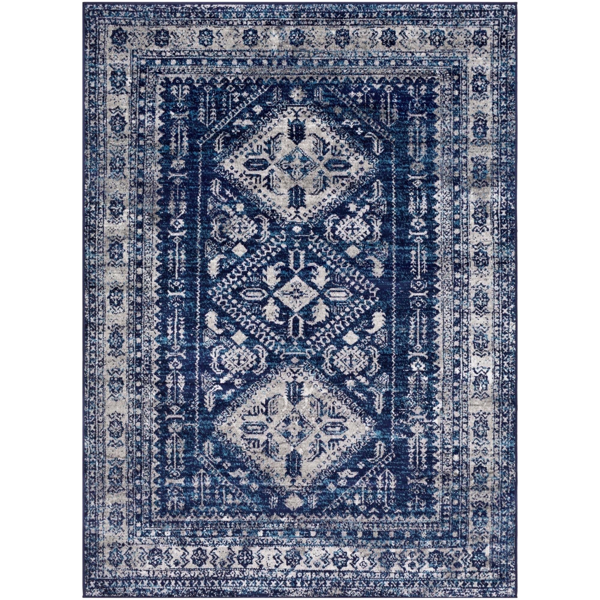 Livabliss Monte Carlo Vintage Oriental Area Rug,6'11" x 9',Navy