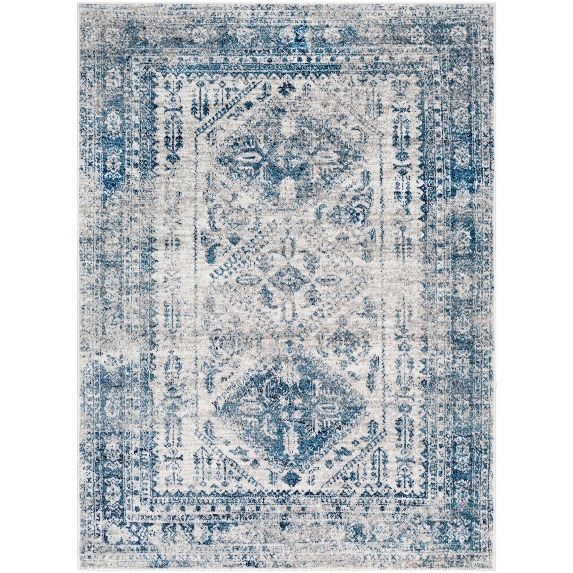 Livabliss Monte Carlo Vintage Oriental Area Rug,5'3" x 7'3",Sky Blue