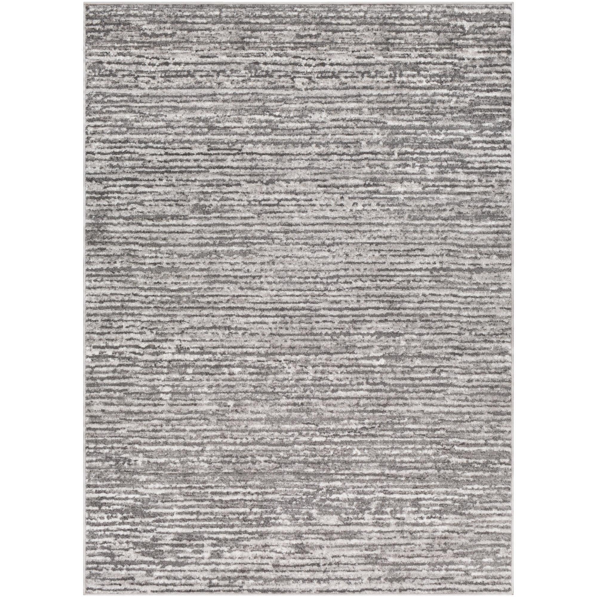 Handmade Striped Synthetic 5' x 7' Easy-Care Area Rug in Gray