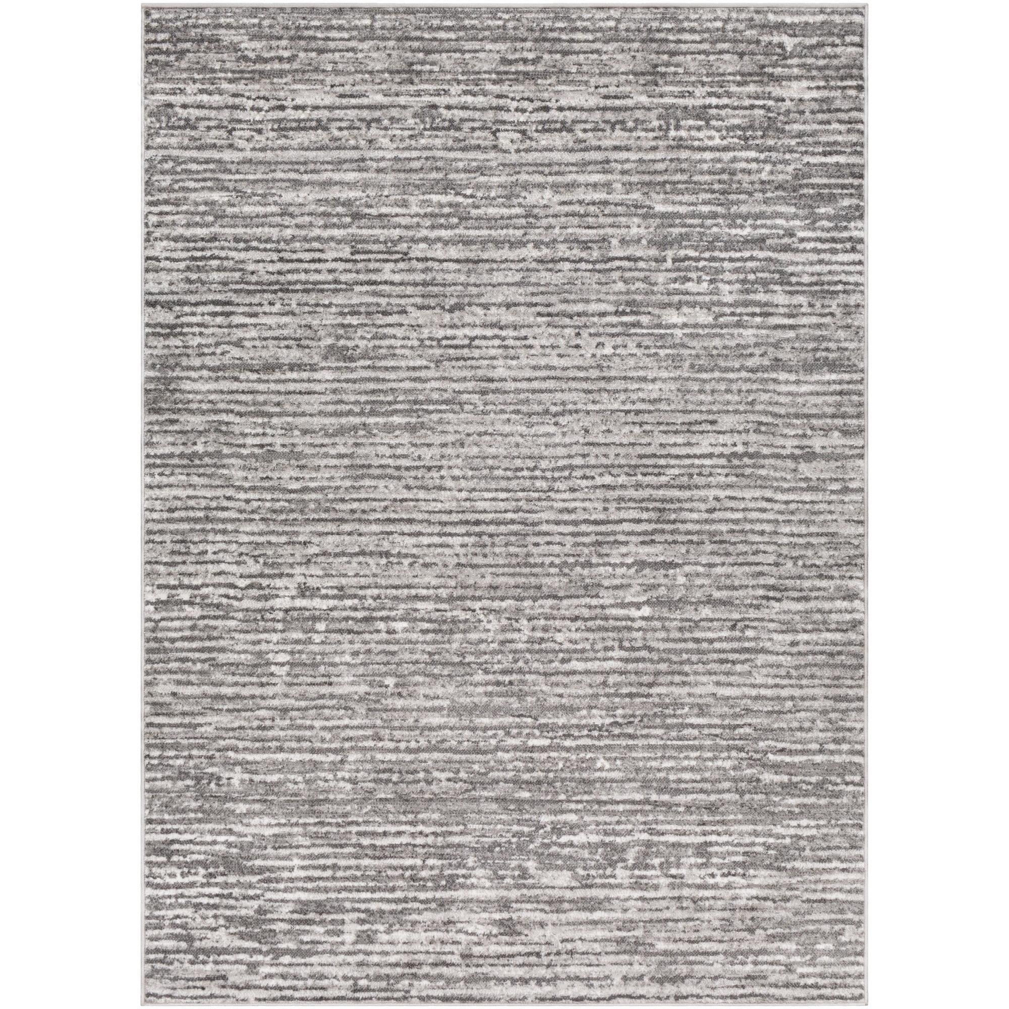 Handmade Striped Synthetic 5' x 7' Easy-Care Area Rug in Gray