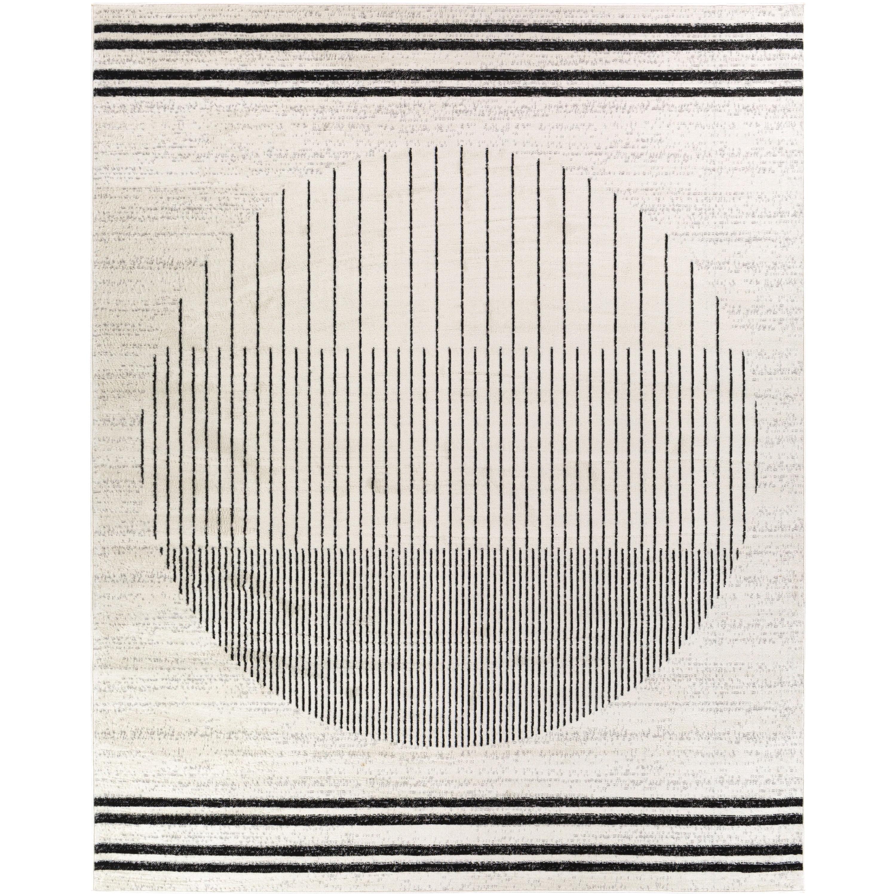 Livabliss Black and Ivory Geometric 7'10" x 10' Area Rug