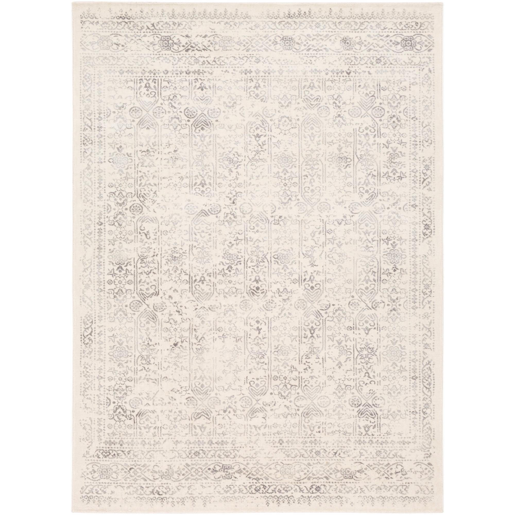 Roma Cream and Grey Vintage Oriental Area Rug, 6'7" x 9'