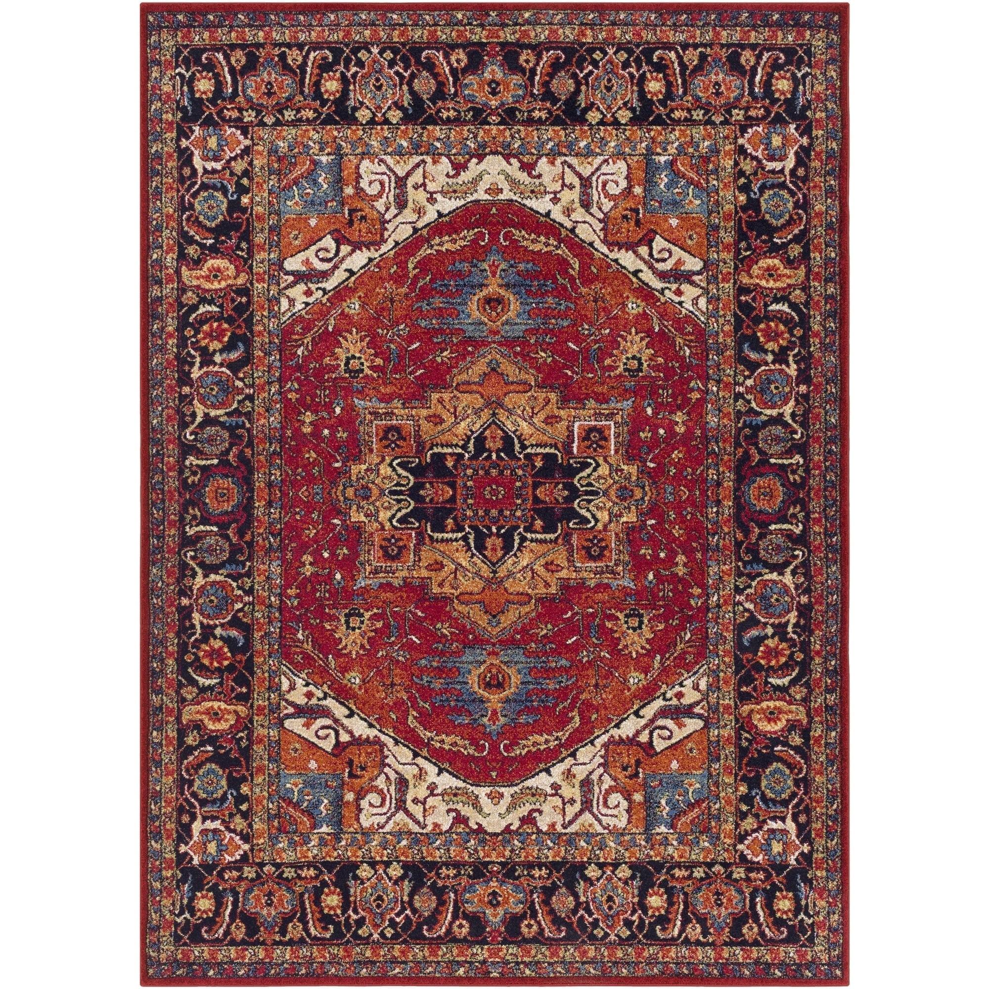 Livabliss Serapi Vintage Medallion Area Rug,6'7" x 9'6",Red/Black