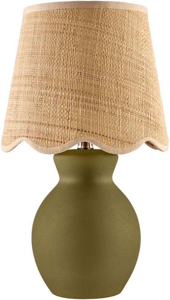Livabliss Stella Diminuta Cottage Accent Table Lamp, 15-inch, Green with Beige Shade