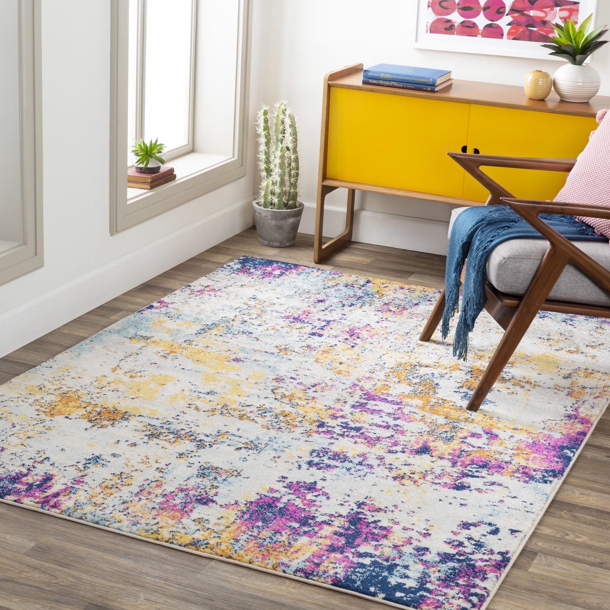 Livabliss Yellow and Pink Abstract Kids Area Rug, 7'10" x 10'2"