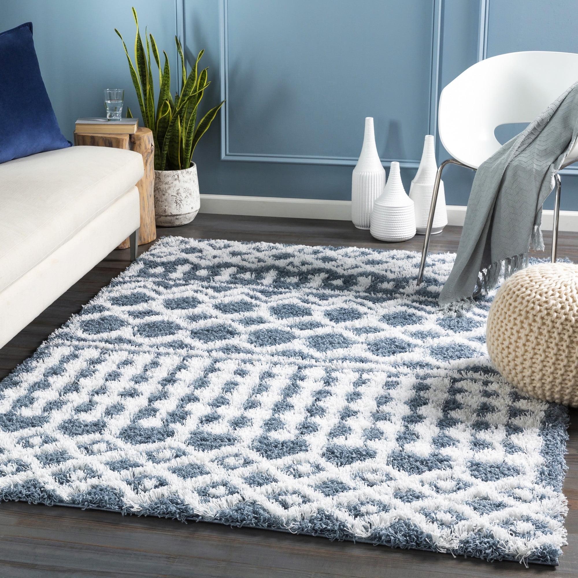 Livabliss Urban Shag Global Moroccan Area Rug,5'3" x 7'3",Denim