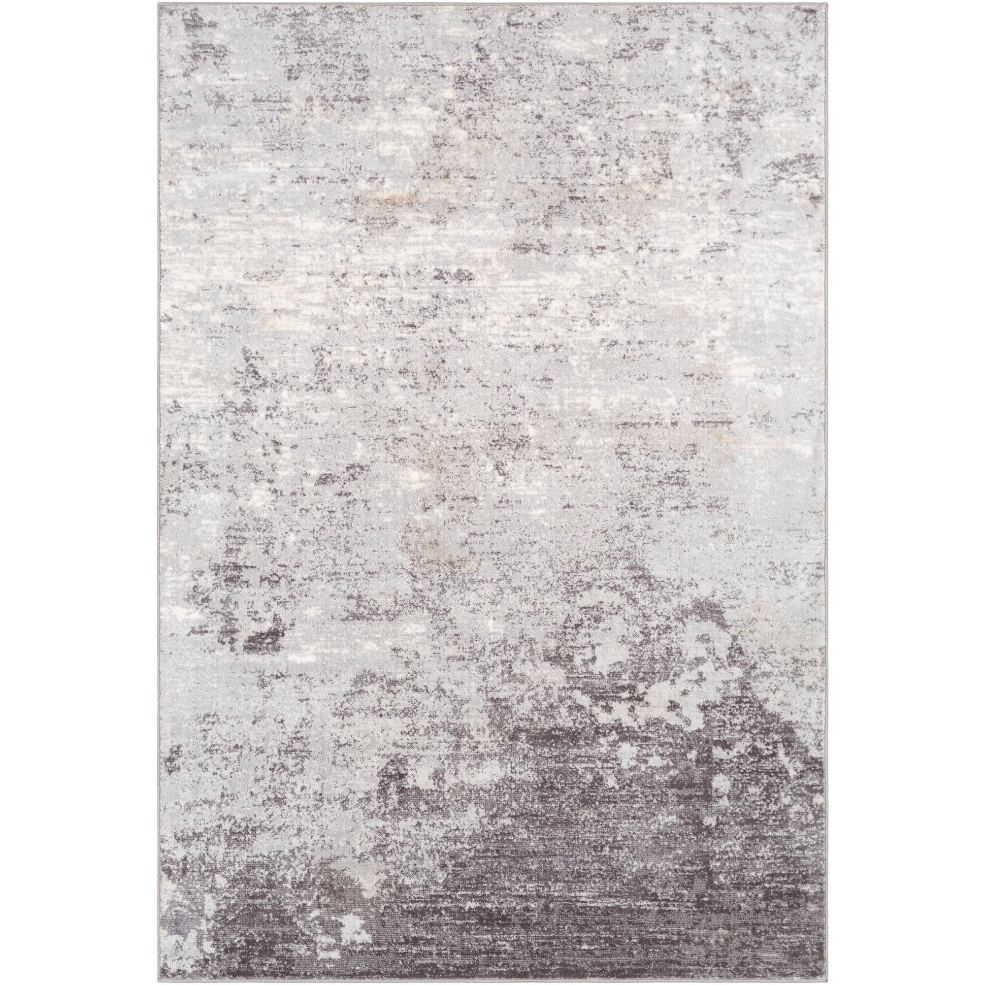 Livabliss Silver Gray Abstract Polyester Area Rug, 5'3" x 7'3"