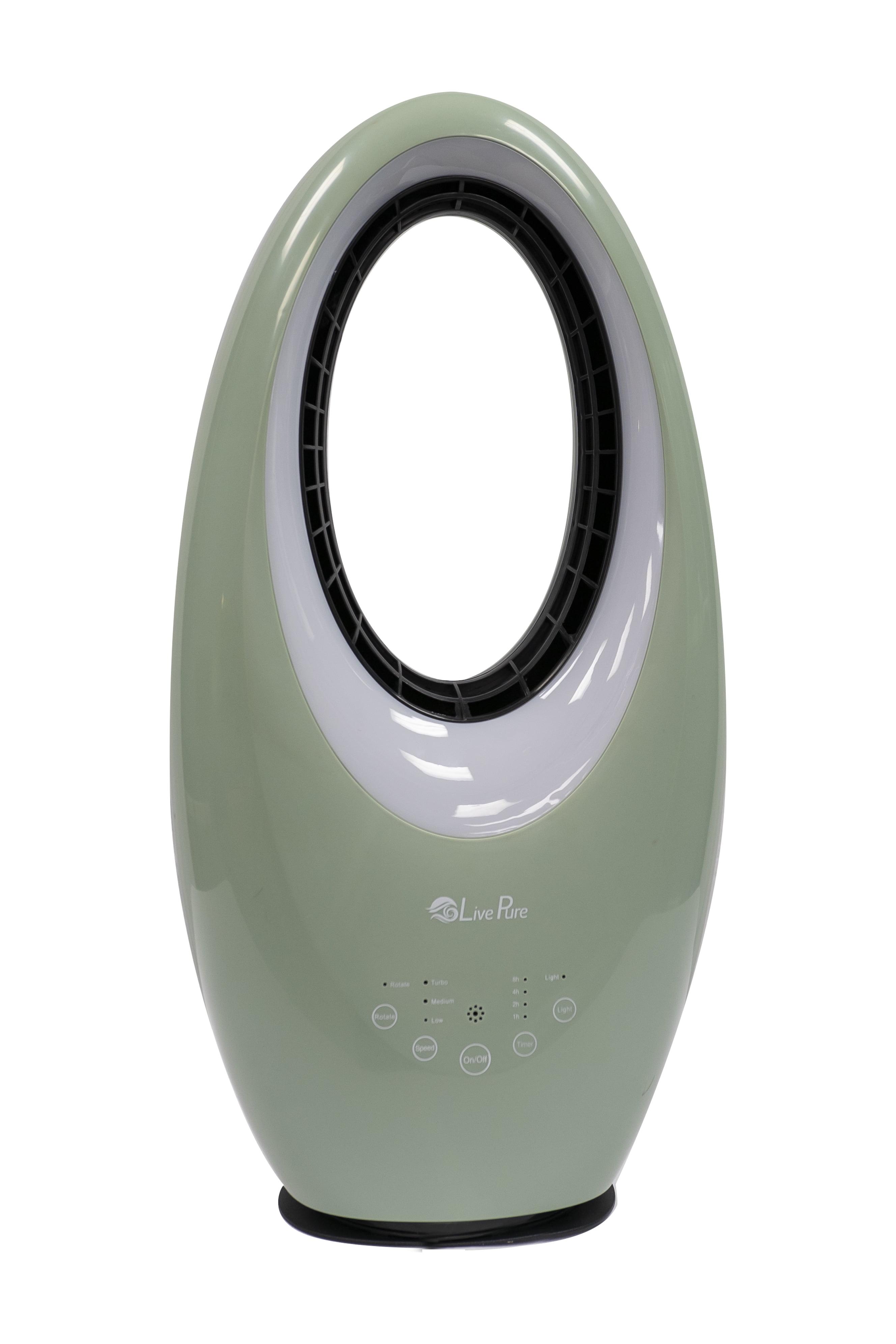 LivePure Bladeless Auto-Duster, Oscillating Fan w/Filter, Air Circulator, Sage