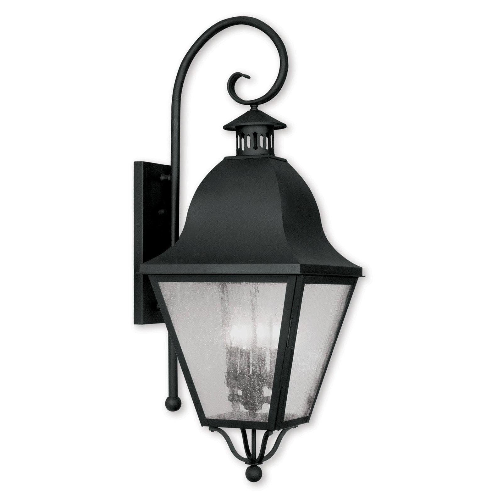 Elegant Black Seeded Glass 4-Light Outdoor Wall Lantern