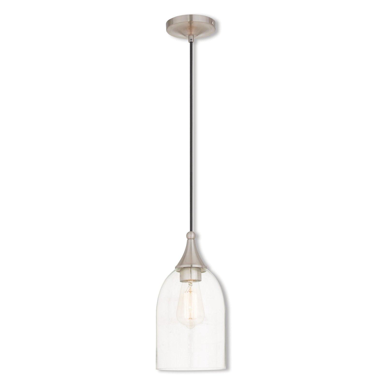 Coastal Brushed Nickel Mini Pendant with Clear Glass Shade