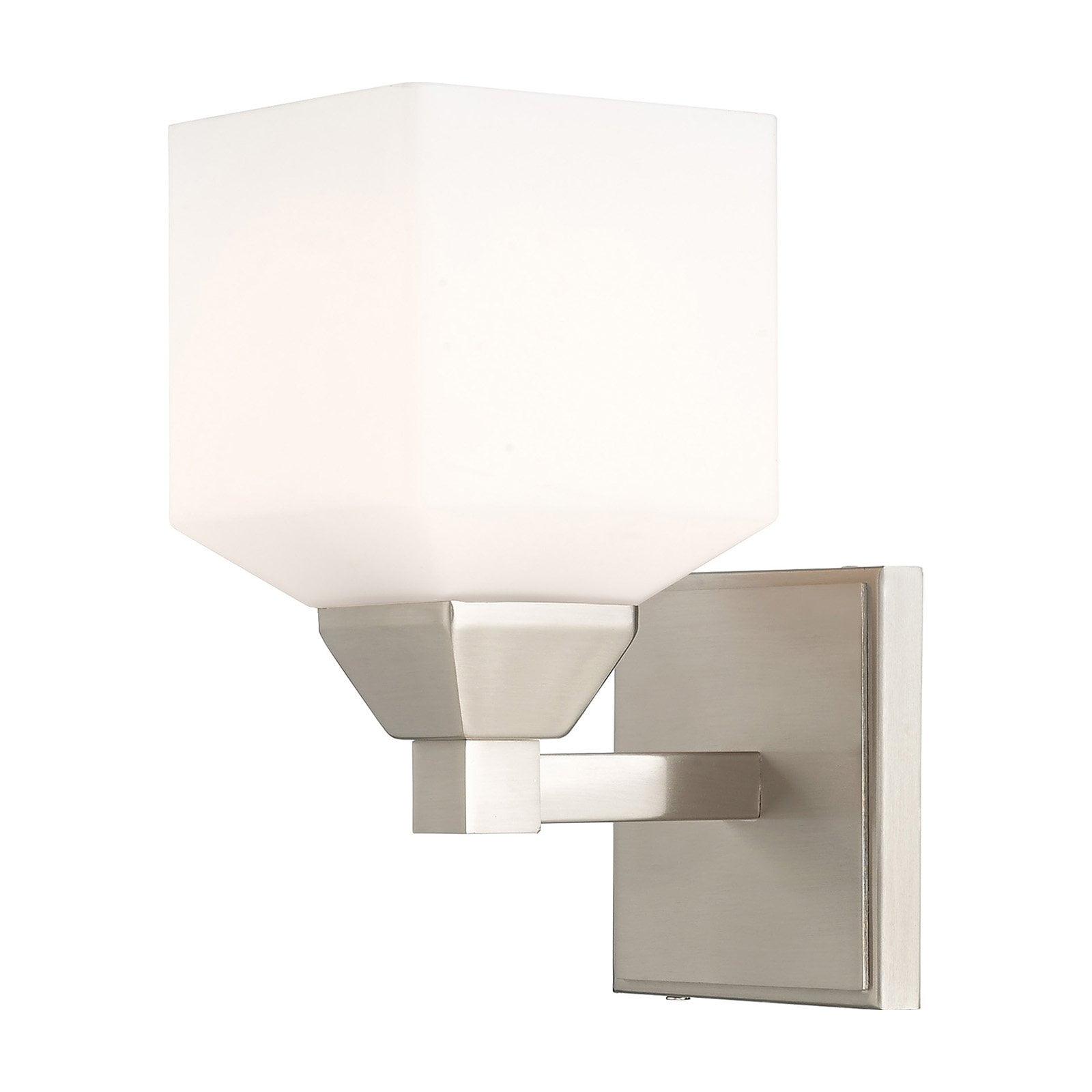 Aragon Satin Opal White Glass 1-Light Sconce in Brushed Nickel