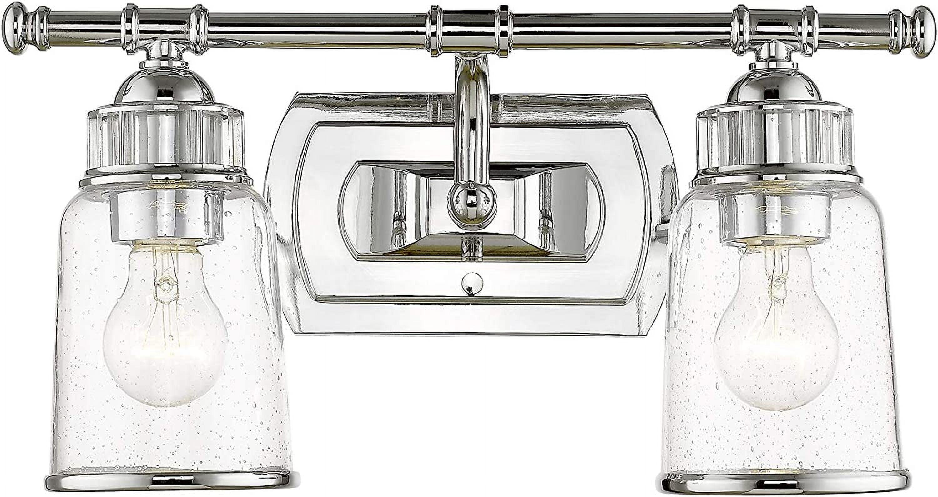 Polished Chrome 2-Light Outdoor Vanity with Clear Seeded Glass