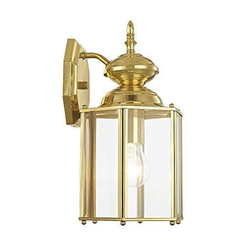 Antique Brass Outdoor Wall Lantern with Clear Beveled Glass