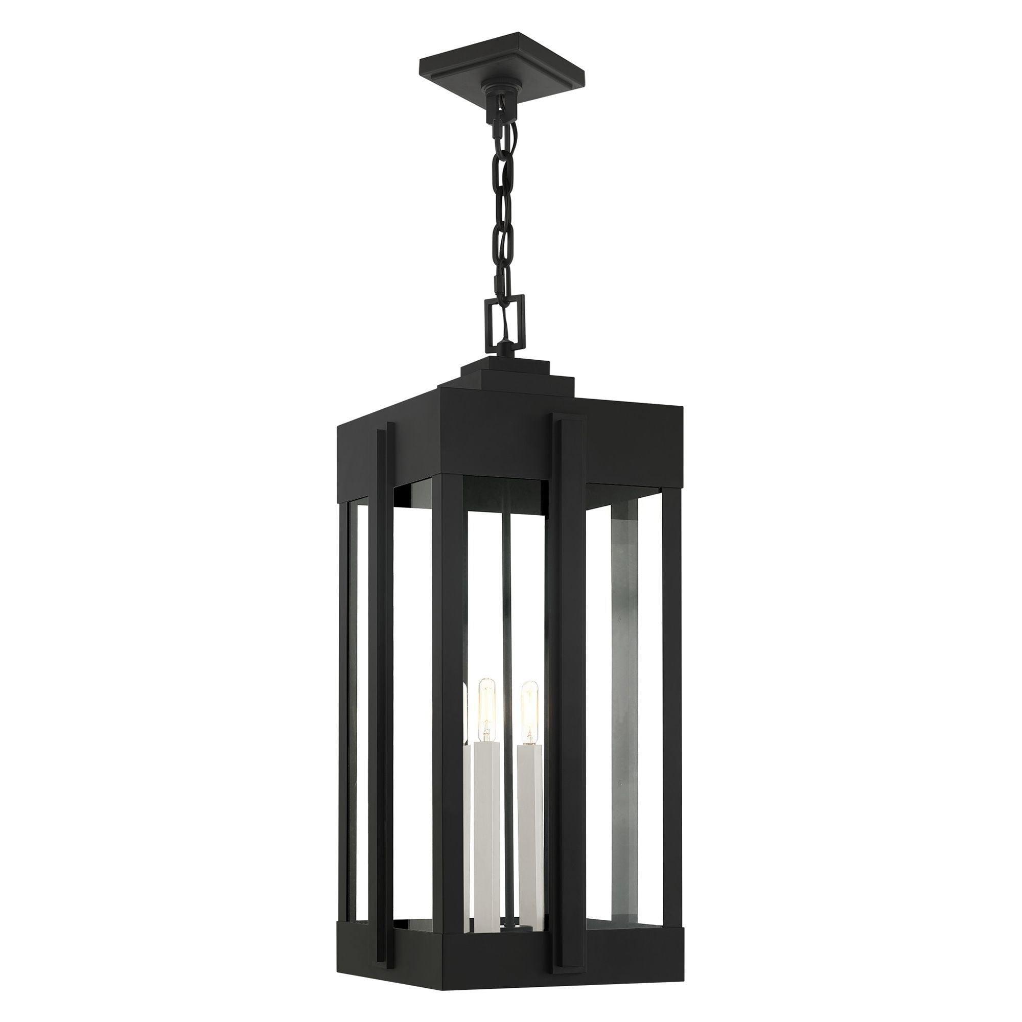 27720-04-Livex Lighting-Lexington - 4 Light Outdoor Pendant Lantern in Art Deco Style - 12.63 Inches wide by 29.88 Inches high-Black Finish