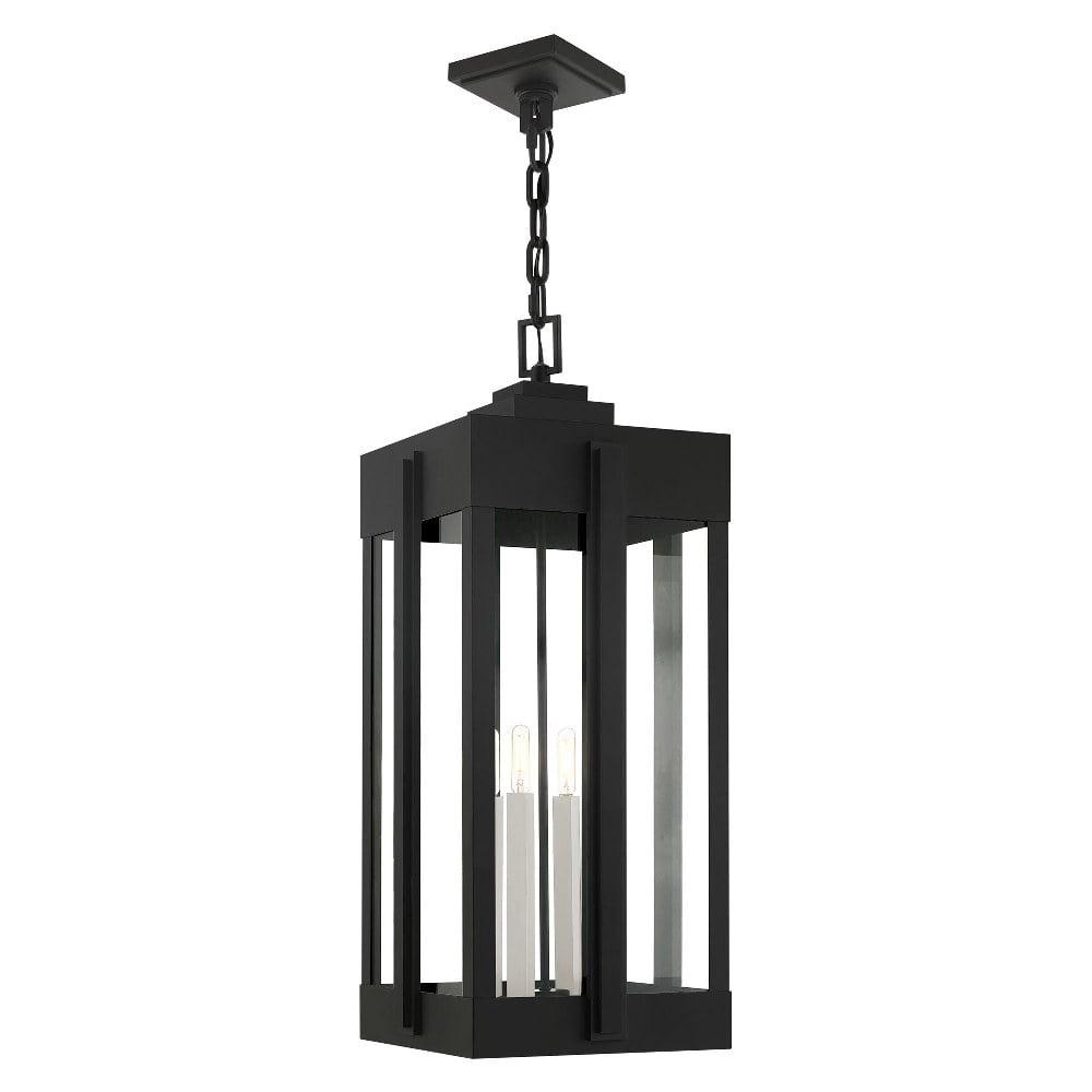 27720-04-Livex Lighting-Lexington - 4 Light Outdoor Pendant Lantern in Art Deco Style - 12.63 Inches wide by 29.88 Inches high-Black Finish