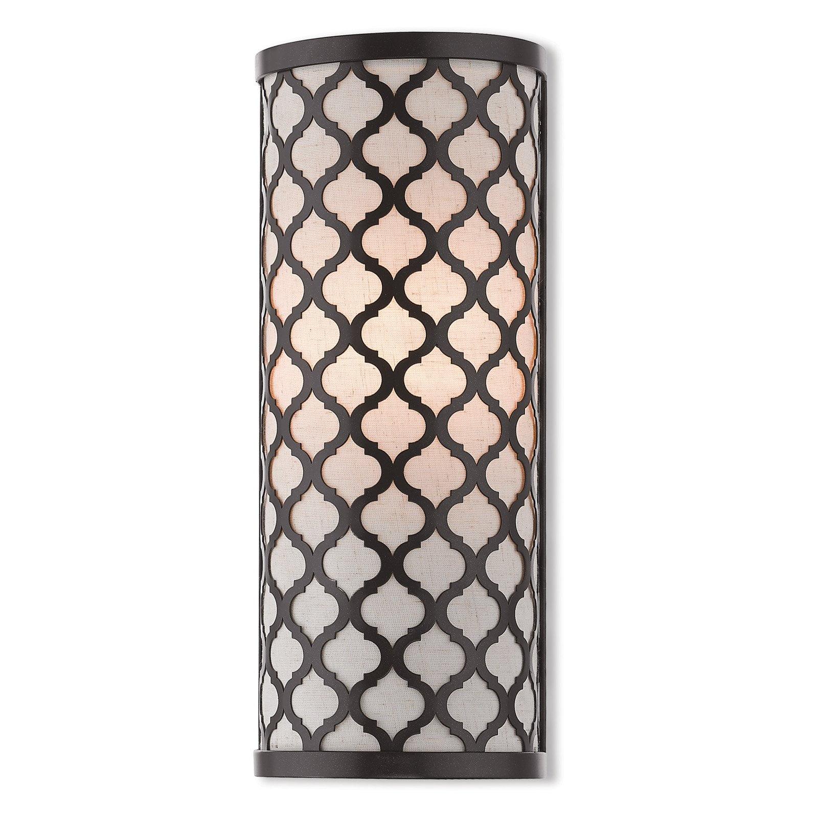 English Bronze Dimmable Wall Sconce with Fabric Shade