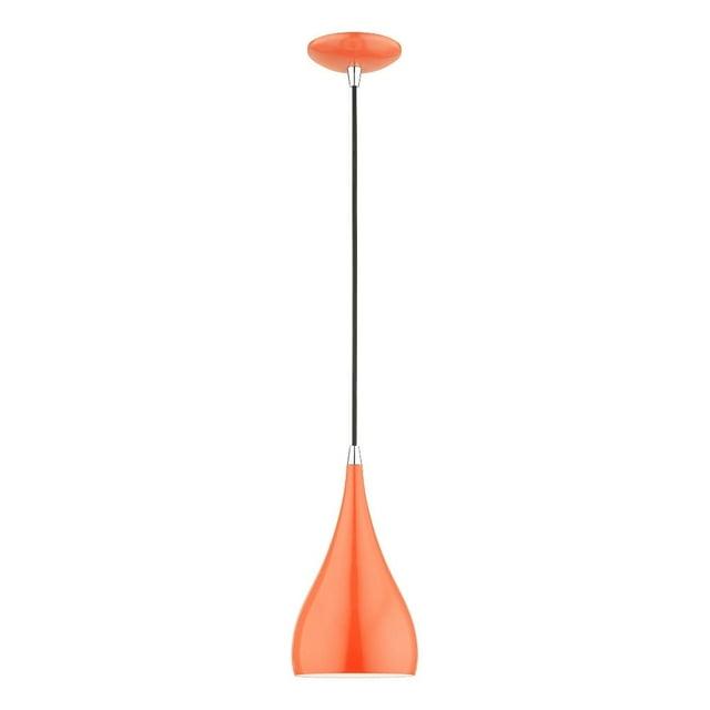 Livex Lighting Amador 1 - Light Pendant in  Shiny Orange/Polished Chrome