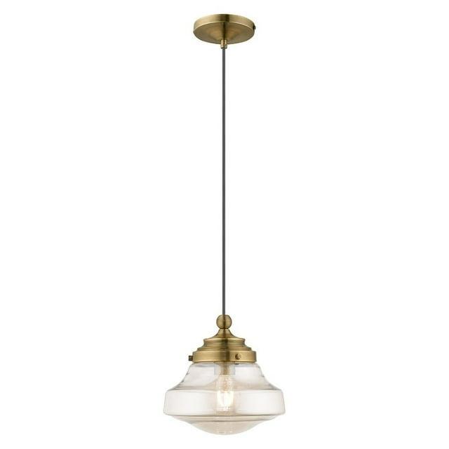Livex Lighting Art Glass 1 - Light Pendant in  Antique Brass
