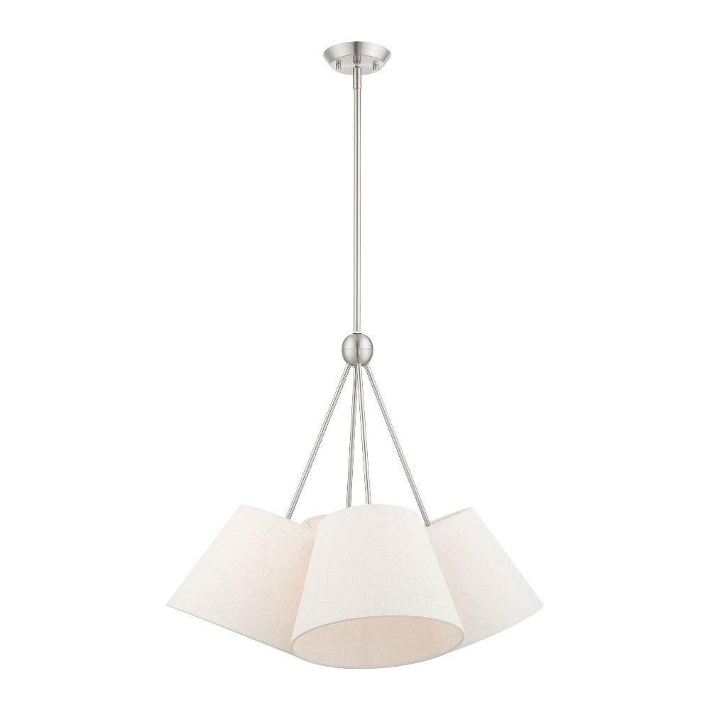 Prato Modern 4-Light Chandelier with Oatmeal Fabric Shade