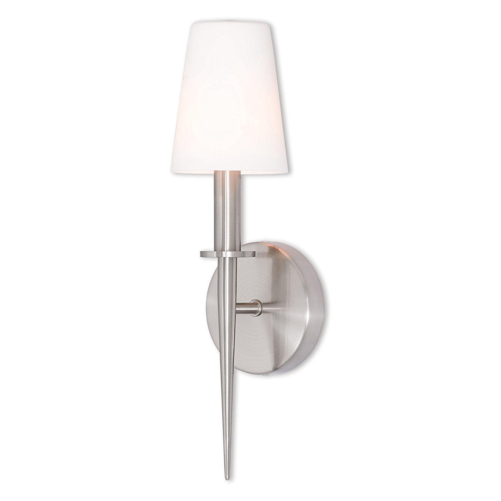 Witten Brushed Nickel 1-Light ADA Compliant Sconce with Opal White Glass