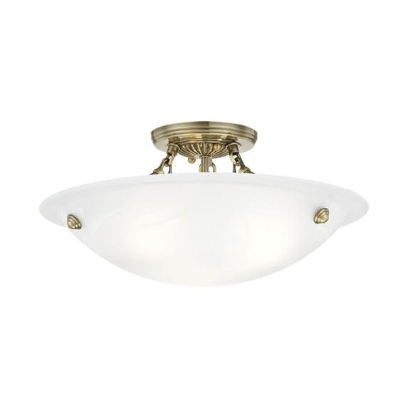 Livex Lighting Oasis 3 - Light Flush Mount in  Antique Brass
