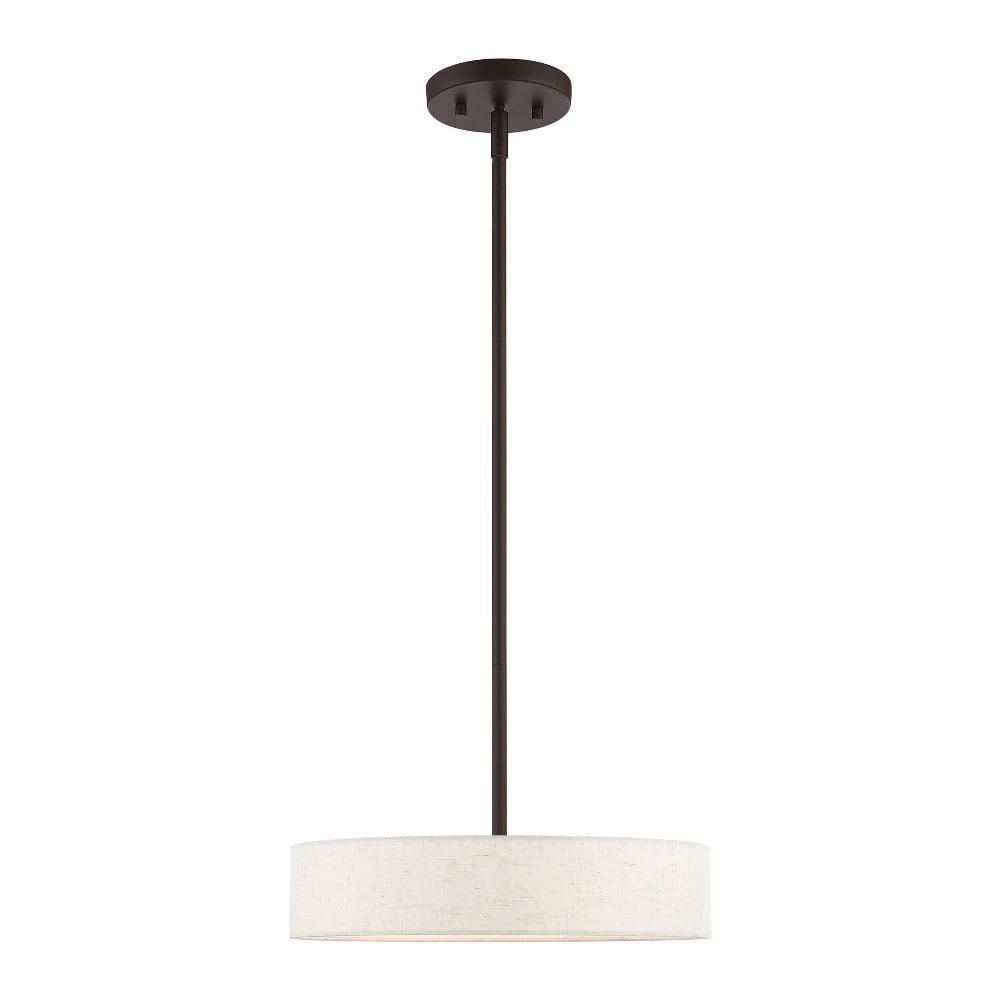 Venlo Modern 4-Light Bronze Drum Pendant with Oatmeal Fabric Shade