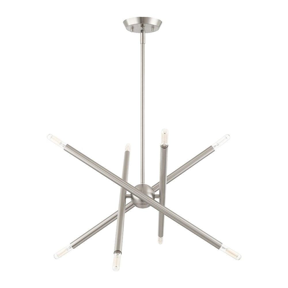 Mini Crystal 8-Light Chandelier in Brushed Nickel Finish