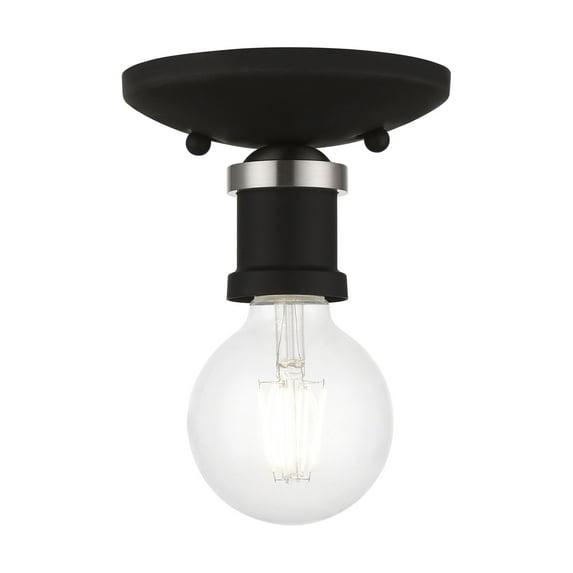 Livex Lighting Lansdale 1 - Light Flush Mount in  Black/Brushed Nickel