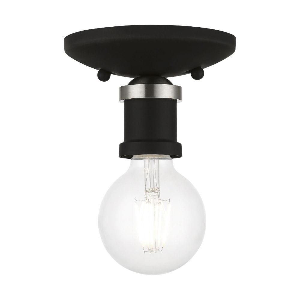 Livex Lighting Lansdale 1 - Light Flush Mount in  Black/Brushed Nickel
