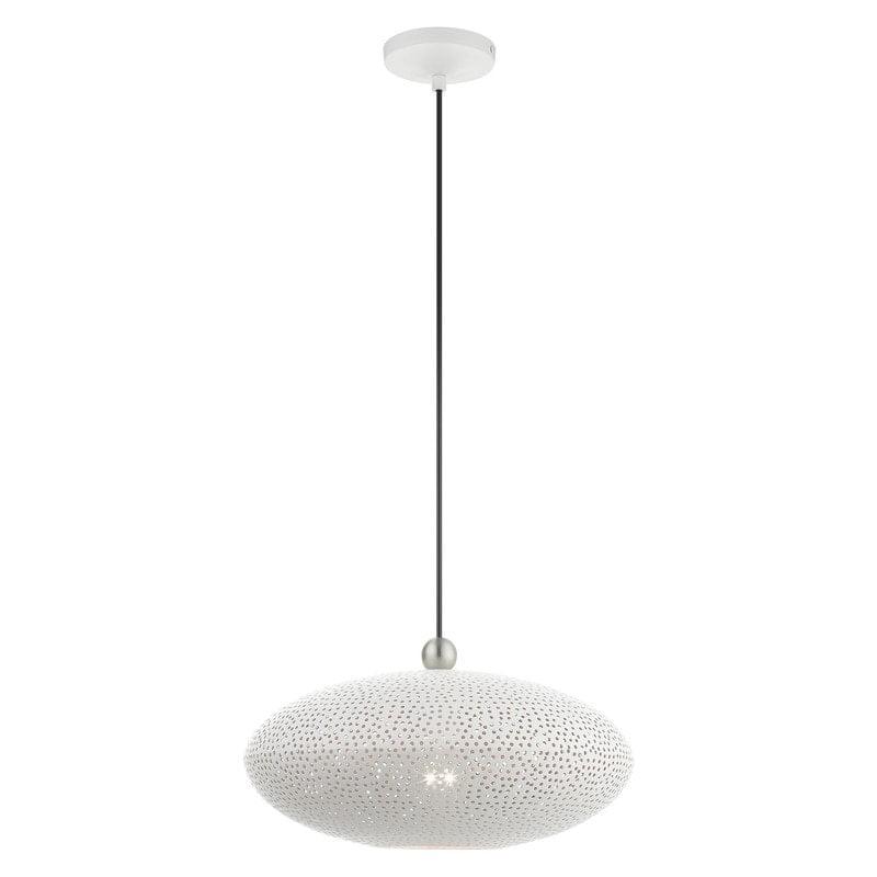 Livex Lighting 49102 Dublin 1 Light 16" Wide Pendant - White with Brushed Nickel Accents