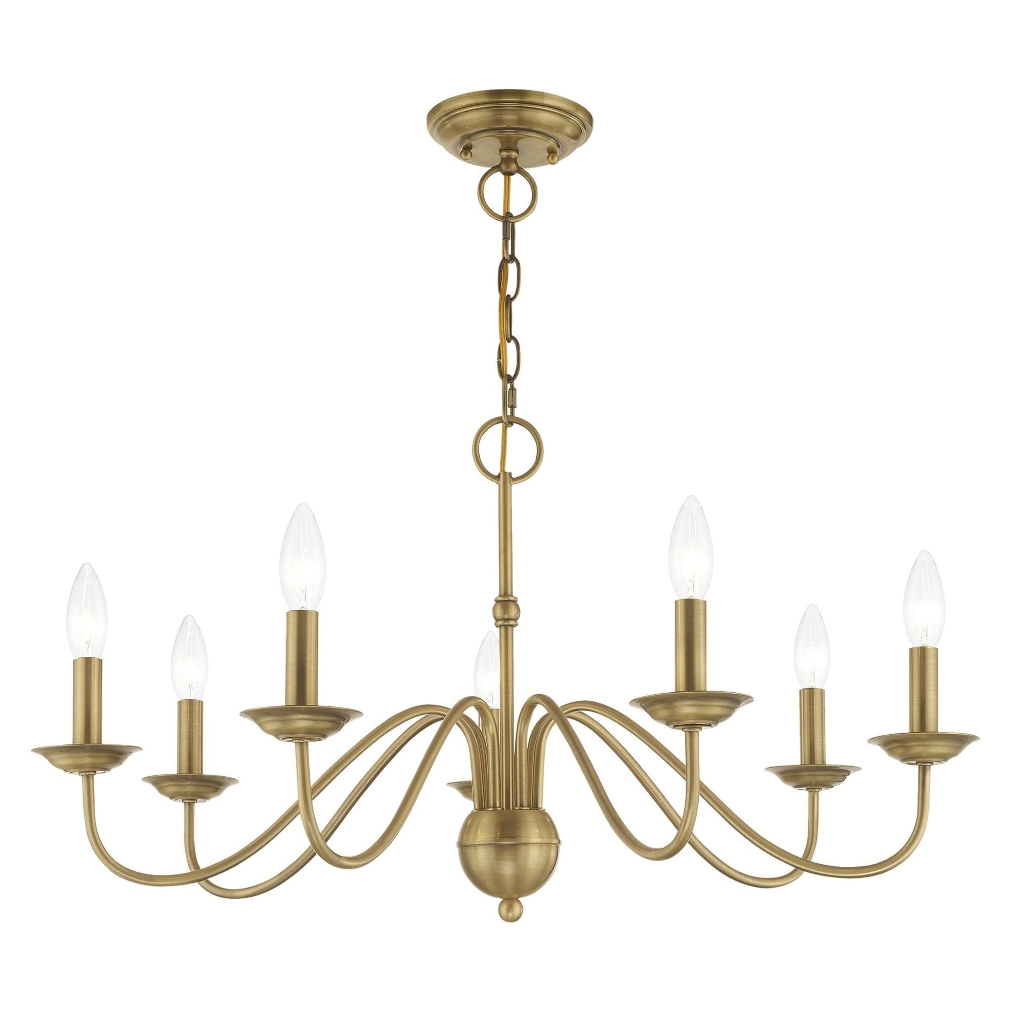 Elegant Antique Brass 7-Light Candelabra Chandelier