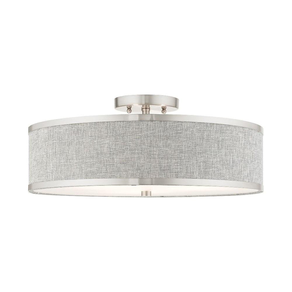 Elegant Brushed Nickel 3-Light LED Drum Ceiling Fixture