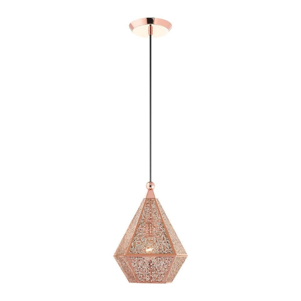 Rose Gold Filigree Metal Indoor/Outdoor LED Pendant Light