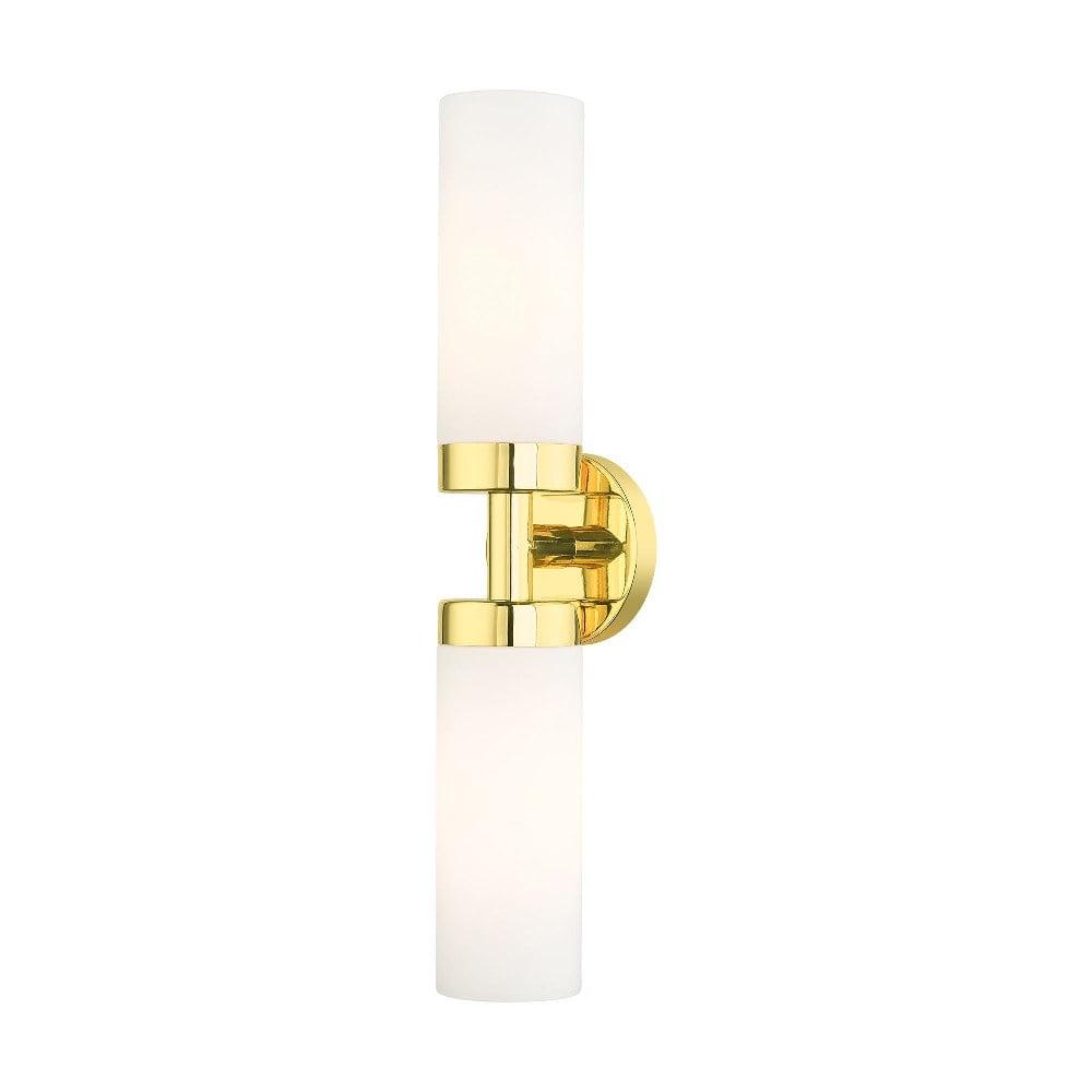 Polished Brass Aero 2-Light Vanity with Satin Opal White Glass