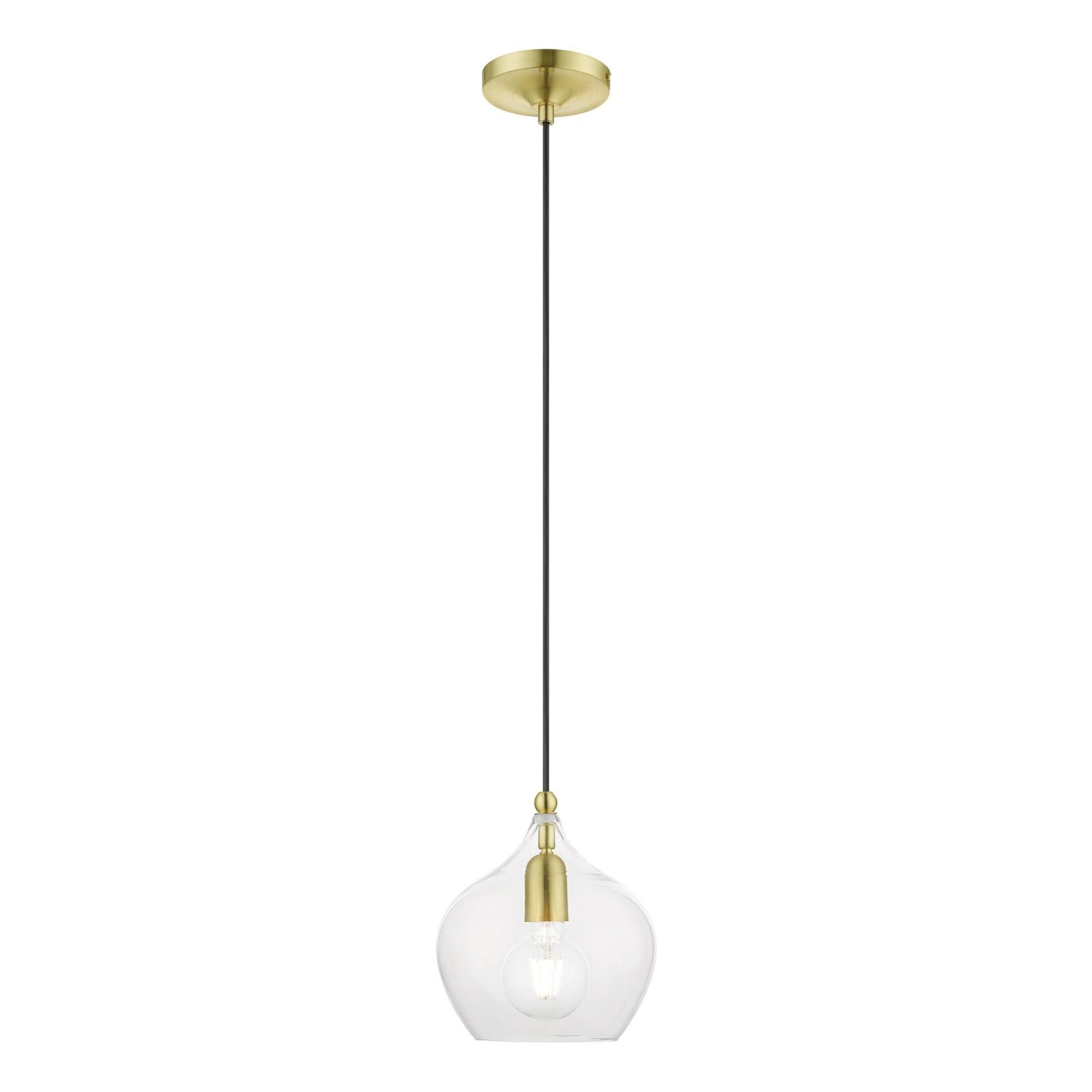 Livex Lighting Aldrich 1 - Light Pendant in  Satin Brass/Polished Brass