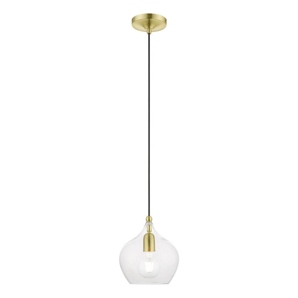 Elegant Mini Pendant Light with Clear Glass and Dual Brass Finish